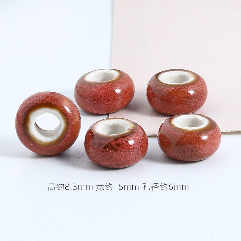 Ceramic Spacer Beads 15mm Fambe Glaze Large Hole 20pcs 10