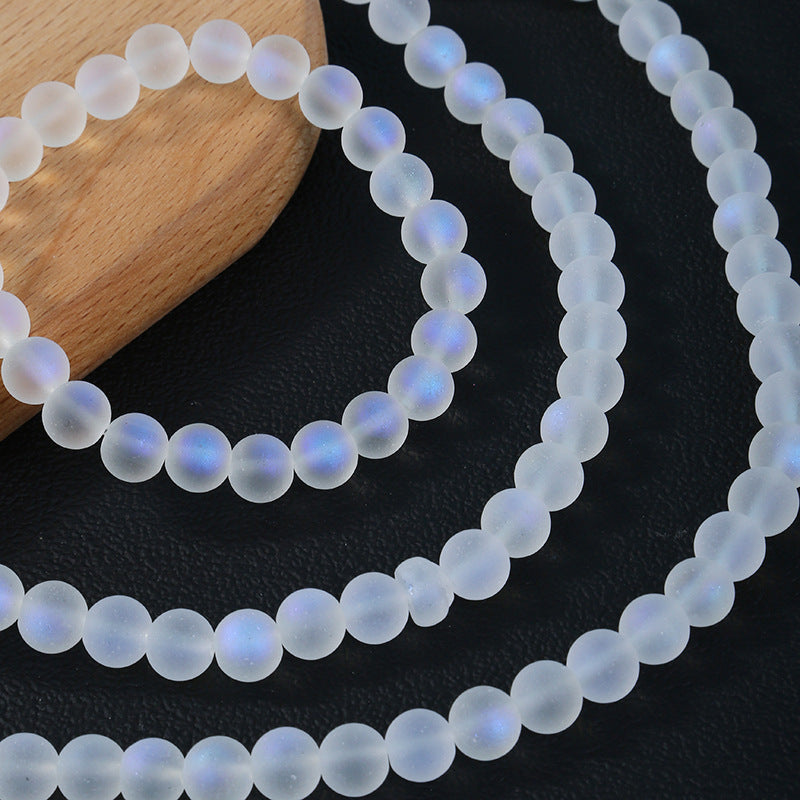 Frosted Round Glass Beads 8mm Fantasy Mermaid Soft Glow 100pcs 3