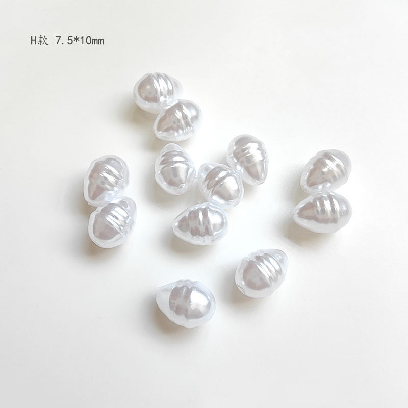 Vintage Shaped Imitation Pearl Acrylic Beads Soft White Luster 10pcs 4