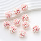 Embellished Flower Cluster Clay Beads 20mm Gradient Rose 10pcs 49