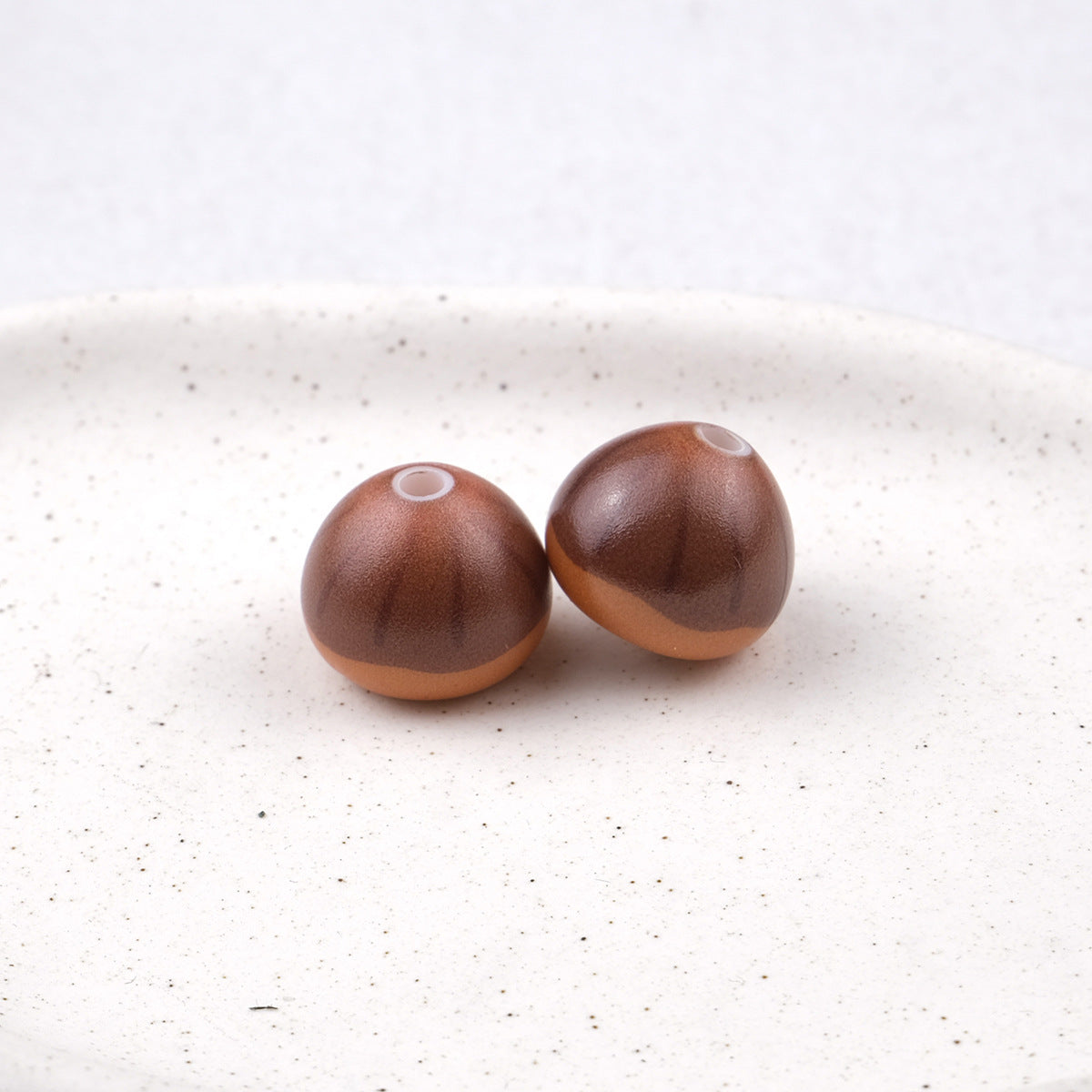 Cute Chestnut Acrylic Beads 13x16mm Painted Smile Face 20pcs 9