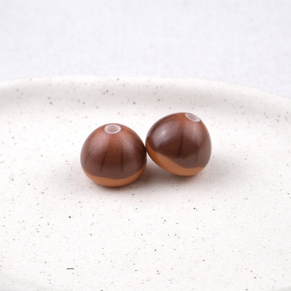 Cute Chestnut Acrylic Beads 13x16mm Painted Smile Face 20pcs 9