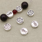 Flat Metal Beads 10mm Double Sided Kitten Fish Bone Engraving 40pcs 2