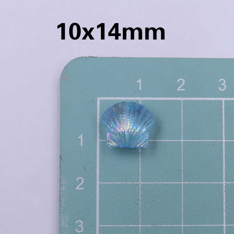 Transparent Shell Resin Beads 14mm Iridescent Multicolor 50pcs 11