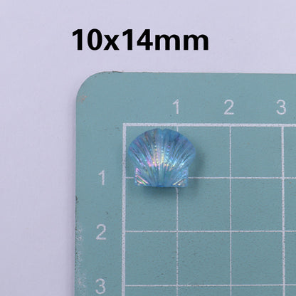 Transparent Shell Resin Beads 14mm Iridescent Multicolor 50pcs 11