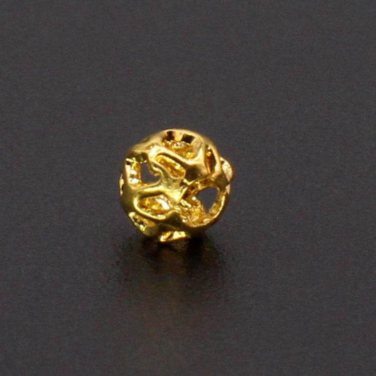 Brass Round Metal Beads 4-6mm Vintage Hollow Filigree 100pcs 2