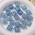 Matte Lace Bow Square Resin Beads 13mm Pastel Colors 10pcs 6