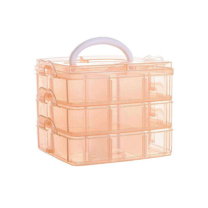 Clear Plastic Storage Organizer Box 3-Layers 18 Compartments 15cm 1pc 6
