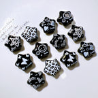 Embossed Star Acrylic Beads 26mm Black and White Tone 10pcs