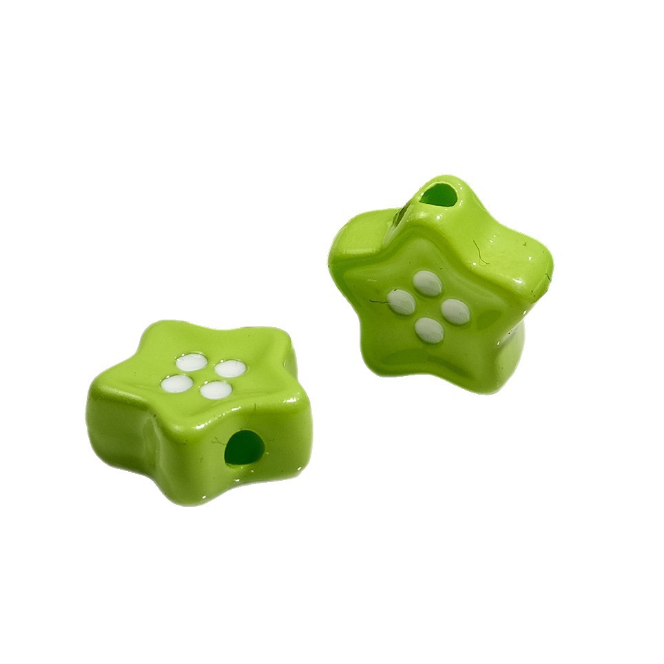 Painted Star Acrylic Beads 13mm Glossy Colorful Button 50pcs 4