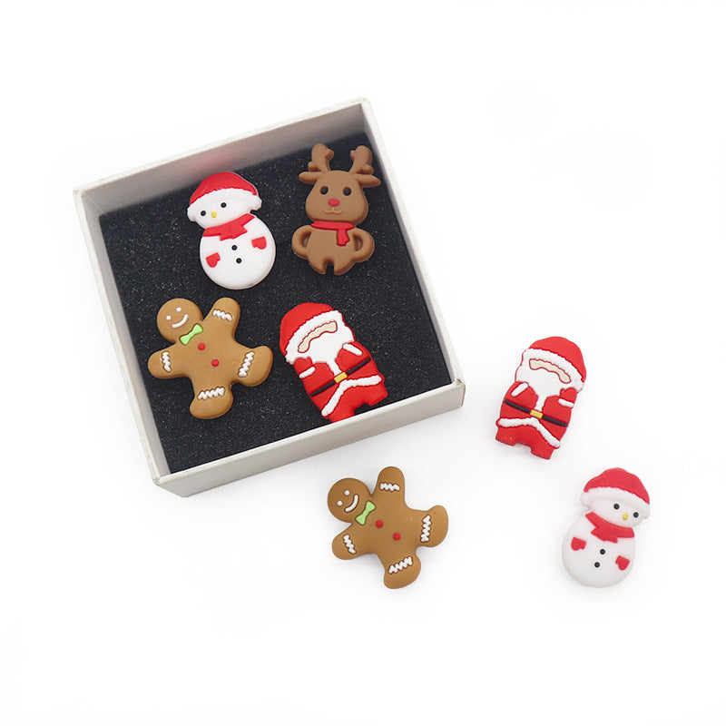 Silicone Focal Beads Christmas Santa Claus Snowman Reindeer 20pcs 5