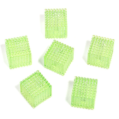 Transparent Square Acrylic Beads 16mm Colorful Bubbly Texture 50pcs 11