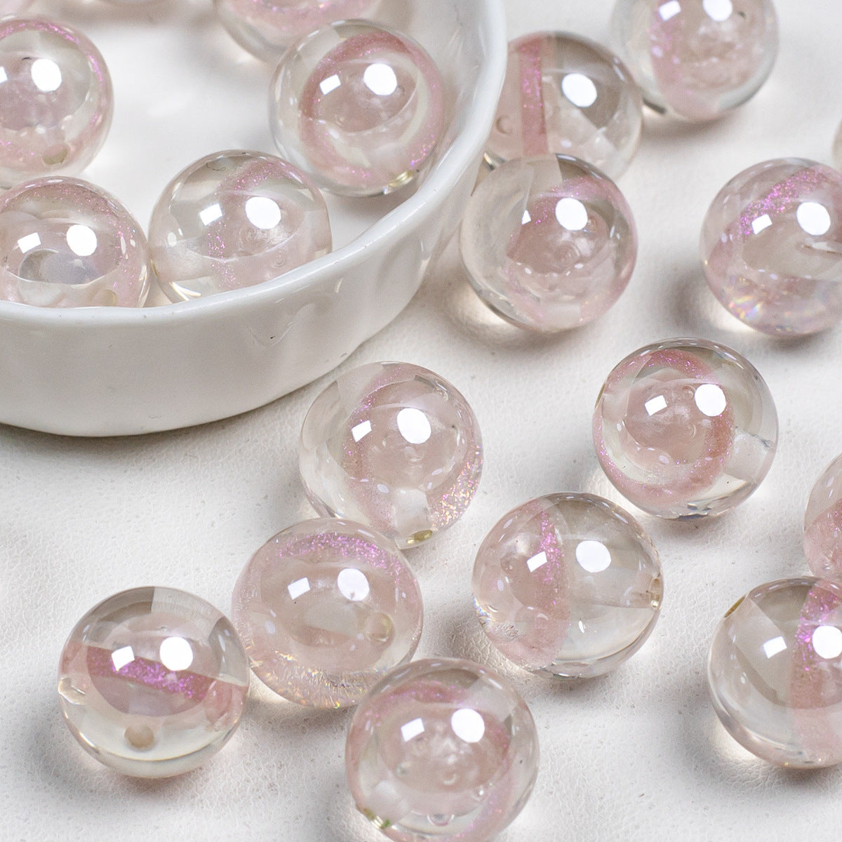 Clear Planet Halo Round Resin Beads 16mm Multicolor 10pcs 13
