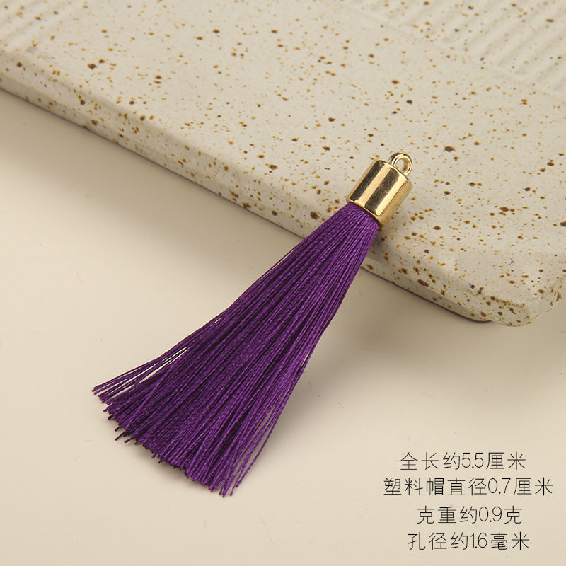 Colorful Polyester Fringe Tassel Keychain with Golden Cap 55mm 50pcs 16