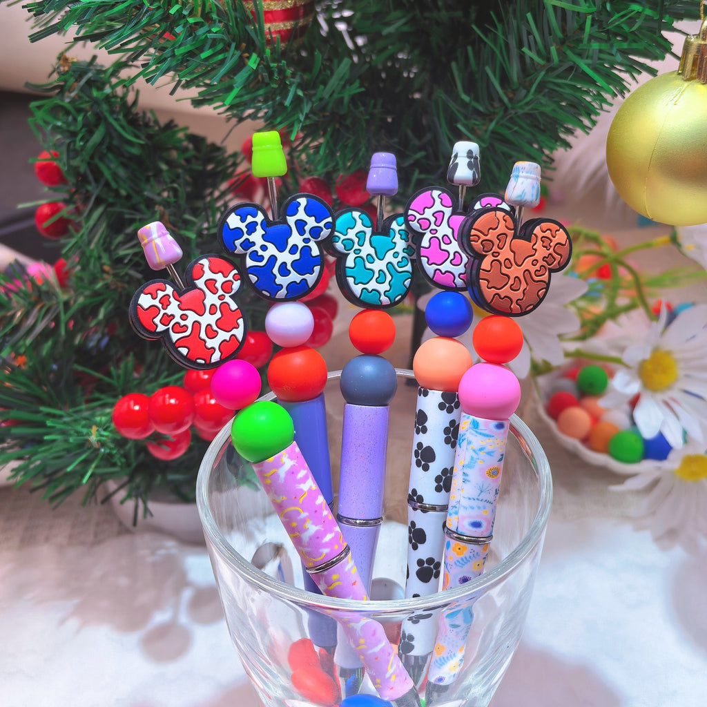 Silicone Focal Beads Mickey Head Multi-Color Spotted Pattern 20pcs