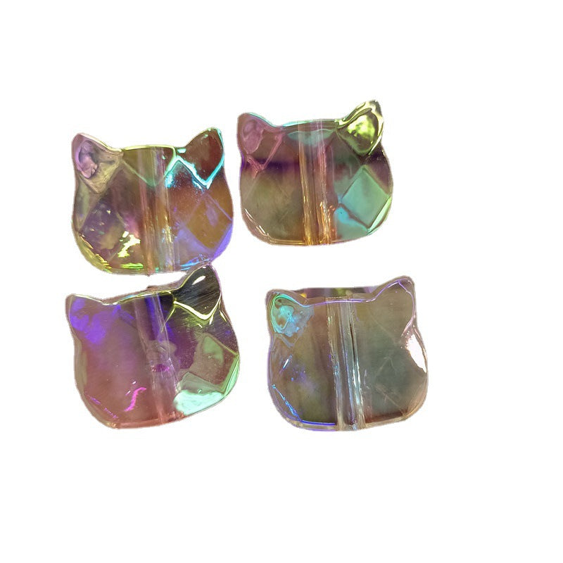 Transparent Plating Cat Acrylic Beads 20mm Iridescent 100pcs 5