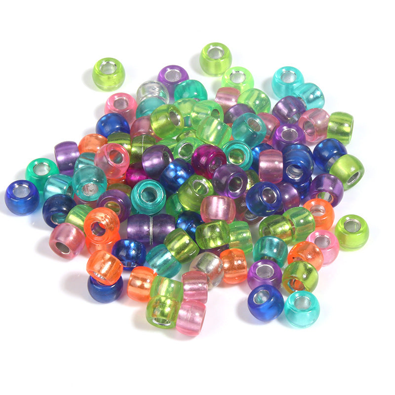 Clear Silver Filled Pony Beads Acrylic 9mm Translucent Colors 200pcs 5