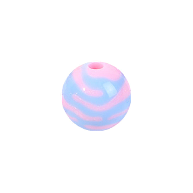 Cartoon Round Acrylic Beads 14mm Striped Complementary Colors 50pcs 10