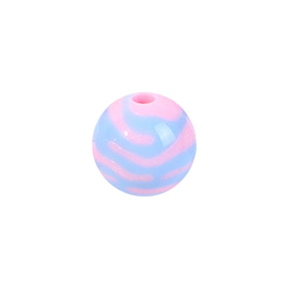 Cartoon Round Acrylic Beads 14mm Striped Complementary Colors 50pcs 10