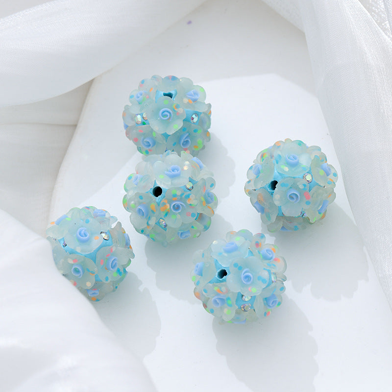 Floral Bubblegum Beads 20mm Glow In The Dark Matte Flower Ball 5pcs 12