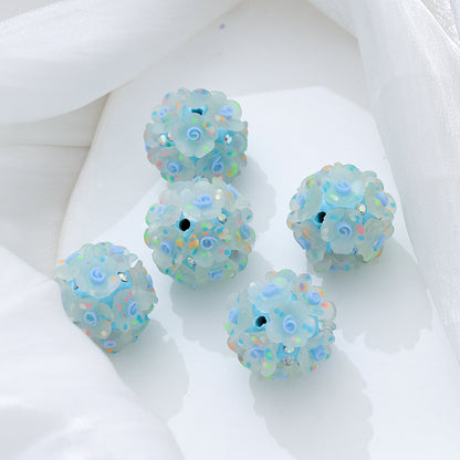 Floral Bubblegum Beads 20mm Glow In The Dark Matte Flower Ball 5pcs 12
