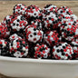Plated Bubblegum Beads 10-22mm Confetti Black White Red 5pcs