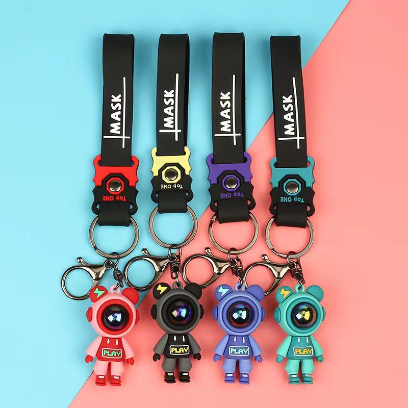 Silicone Lightning Bear Couple Keychain Colorful Glossy Helmets