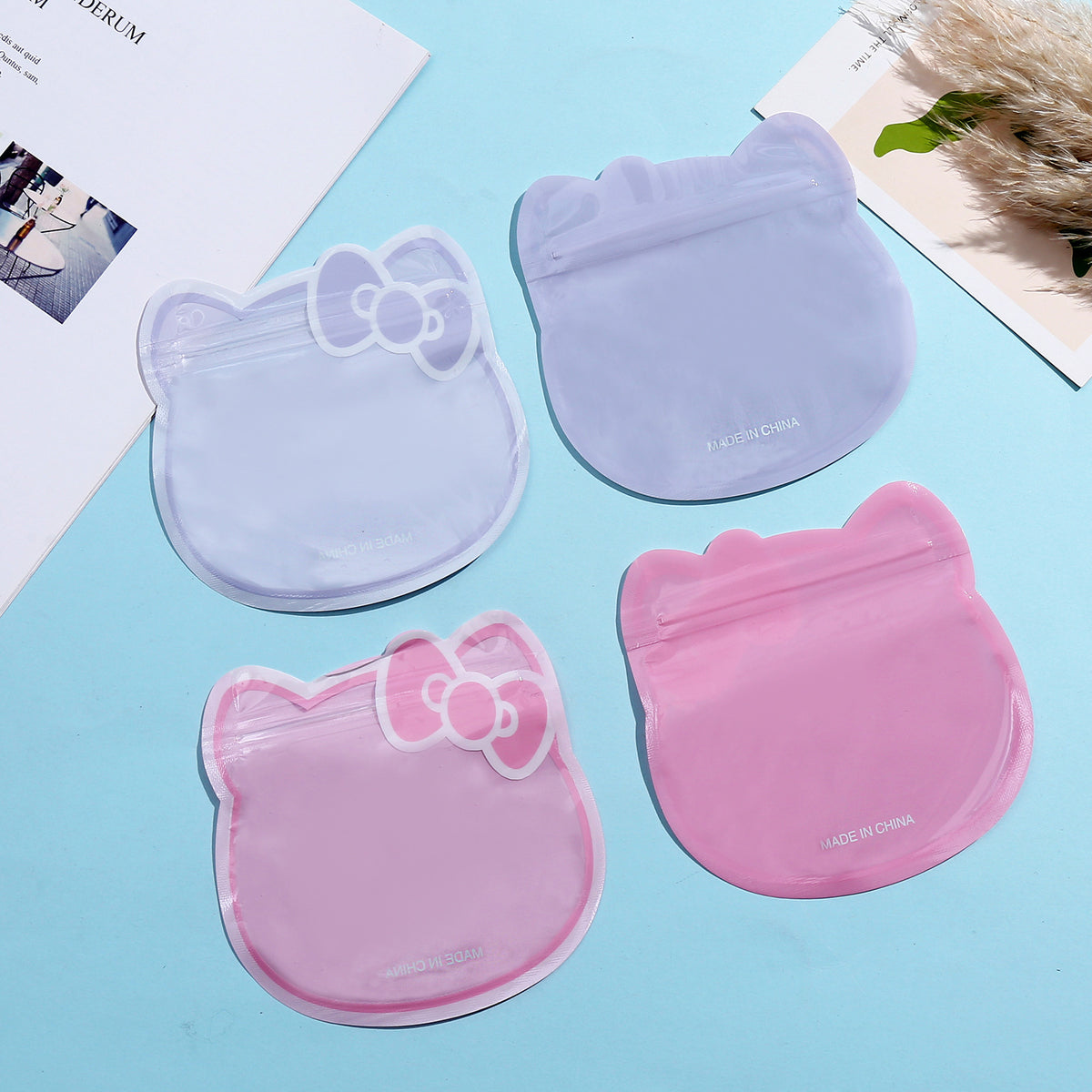 Hello Kitty Head Shaped Ziplock Bags PTE Plastic 13x13cm 100pcs