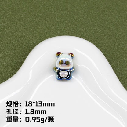 3D Panda Resin Beads 16-18mm Pearly White Metallic Blue Vertical Hole 20pcs 7