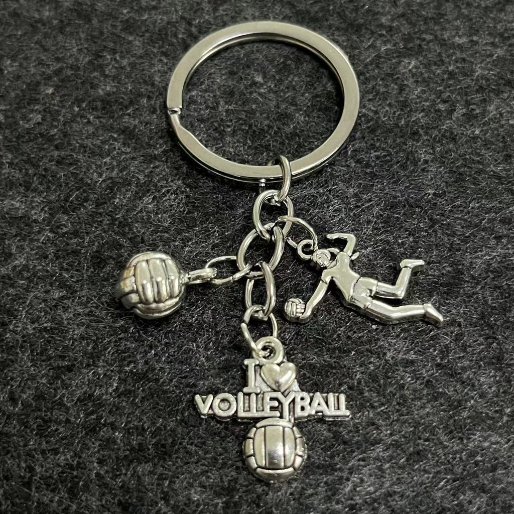Alloy Horn Volleyball Player Keychain Metal Sports Charm 14