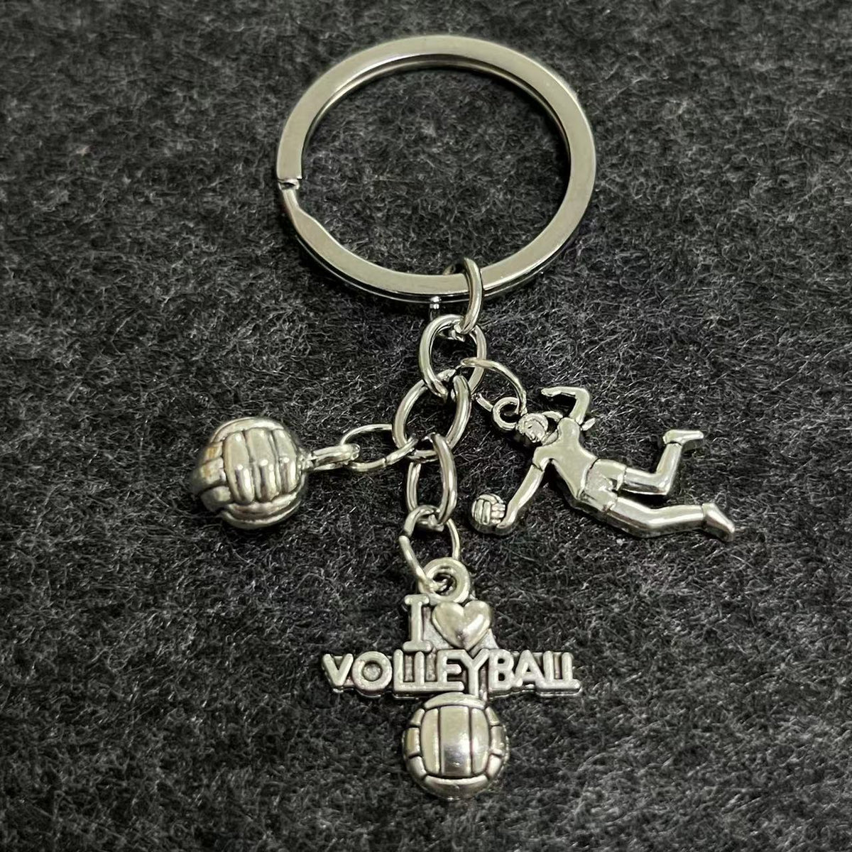 Alloy Horn Volleyball Player Keychain Metal Sports Charm 14