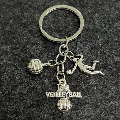 Alloy Horn Volleyball Player Keychain Metal Sports Charm 14