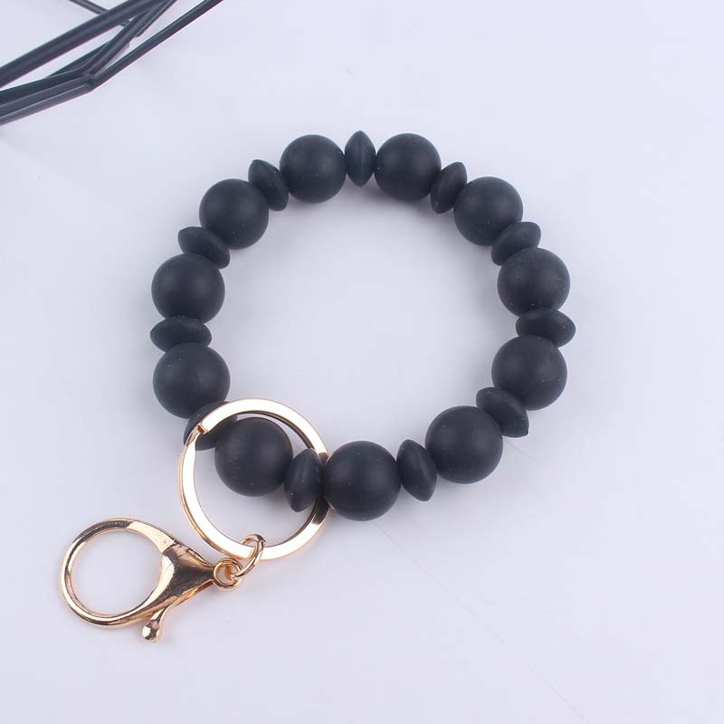 Silicone Bead Wristlet Keychain Matte Soft Hues Gold Clasps 13