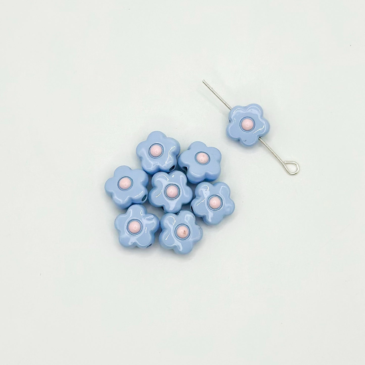 Flower Metal Beads 10mm Baking Painted Cream Two-Color Alloy 20pcs 15