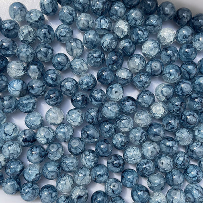 Gradient Crackle Round Glass Beads 10mm Pastel Mixed Colors 100pcs 22