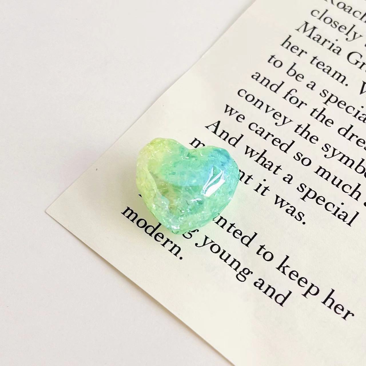Plating Gradient Faceted Crackle Heart Acrylic Beads 22mm 50pcs 6
