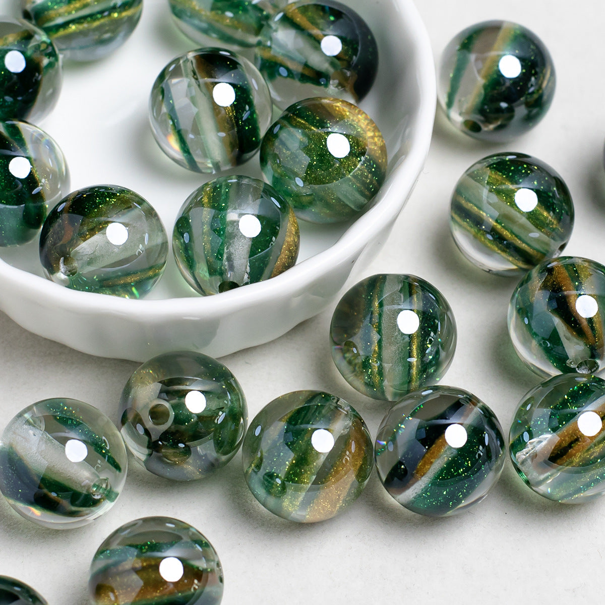 Glitter Cosmos Resin Beads 16mm Round Sparkle Mixed Colors 10pcs 17