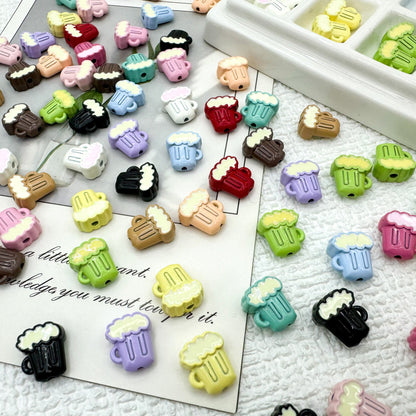 Beer Cup Metal Beads 11mm Hand Painted Enamel Alloy 10pcs