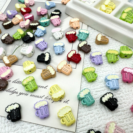 Beer Cup Metal Beads 11mm Hand Painted Enamel Alloy 10pcs