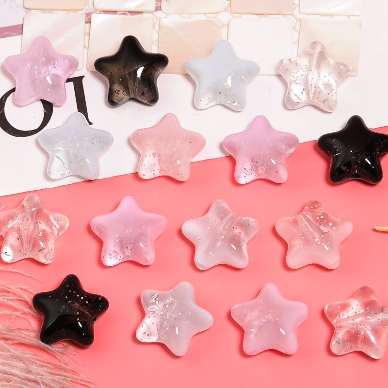 Jelly Color Glitter Powder Star and Heart Acrylic Beads 23mm 19x21mm 50pcs 3
