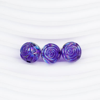 Transparent Rose Acrylic Round Beads 15x16mm Swirling Floral 20pcs 13
