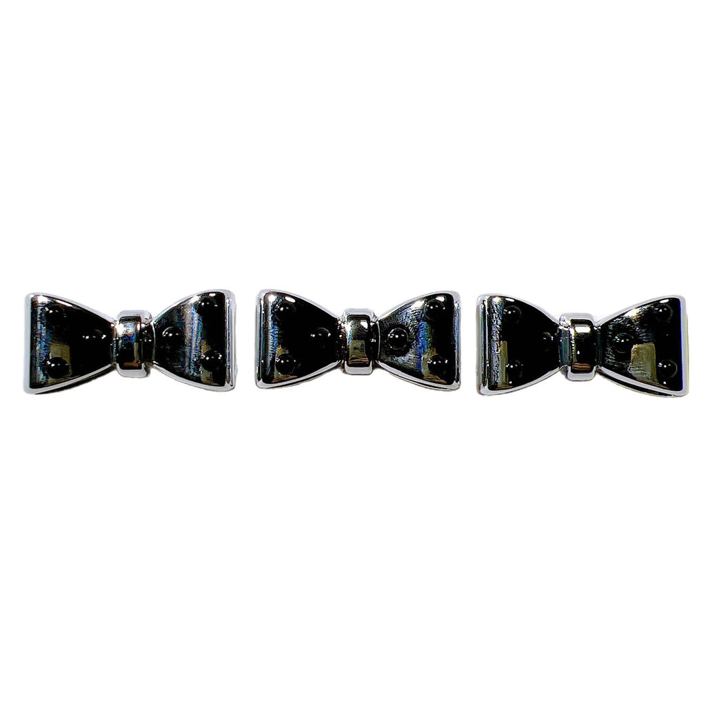 Plated Bow and Star Acrylic Beads Silver Metallic 10pcs 5