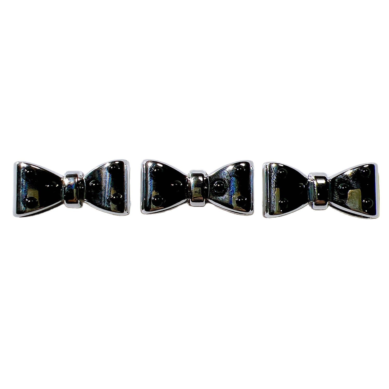 Plated Bow and Star Acrylic Beads Silver Metallic 10pcs 5