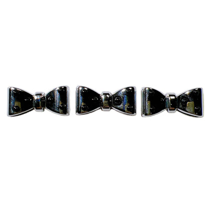 Plated Bow and Star Acrylic Beads Silver Metallic 10pcs 5