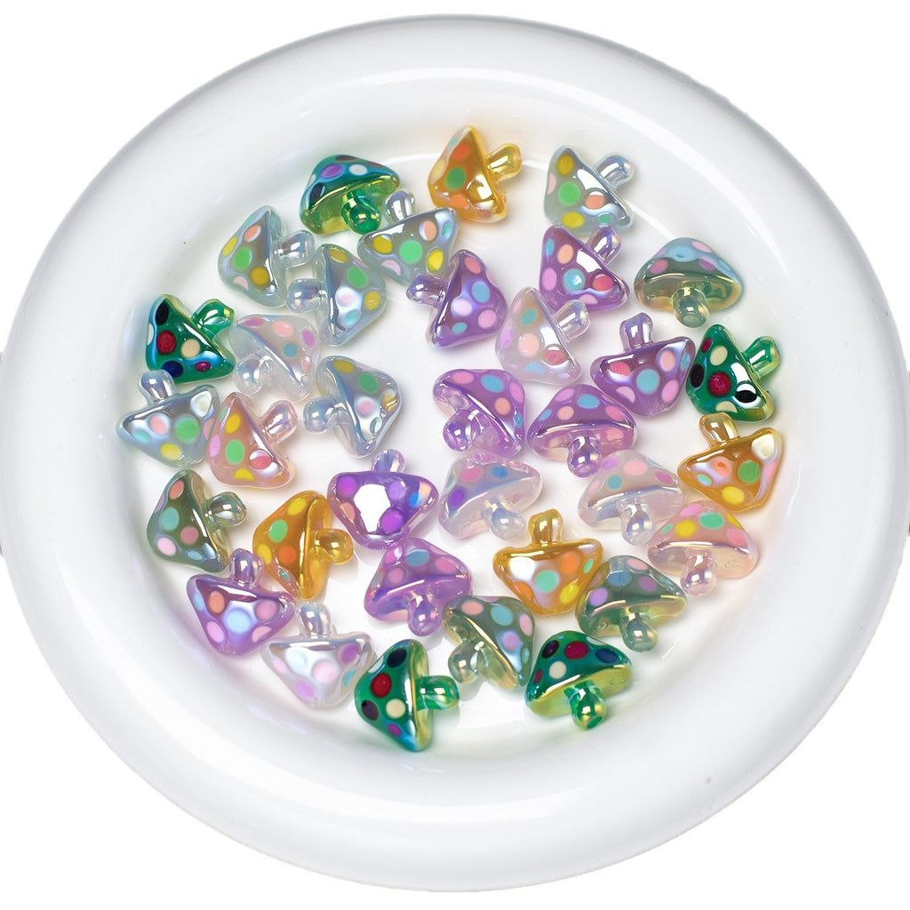 Glow In The Dark Mushroom Resin Beads 17mm Polka Dotted 20pcs 5