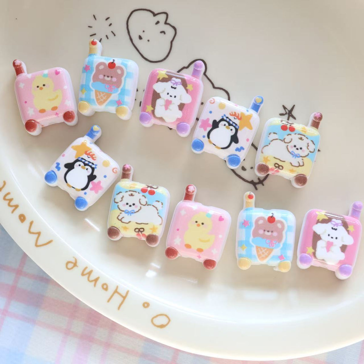 Double-Sided Printed Cartoon Square Acrylic Beads 21mm 20pcs 4