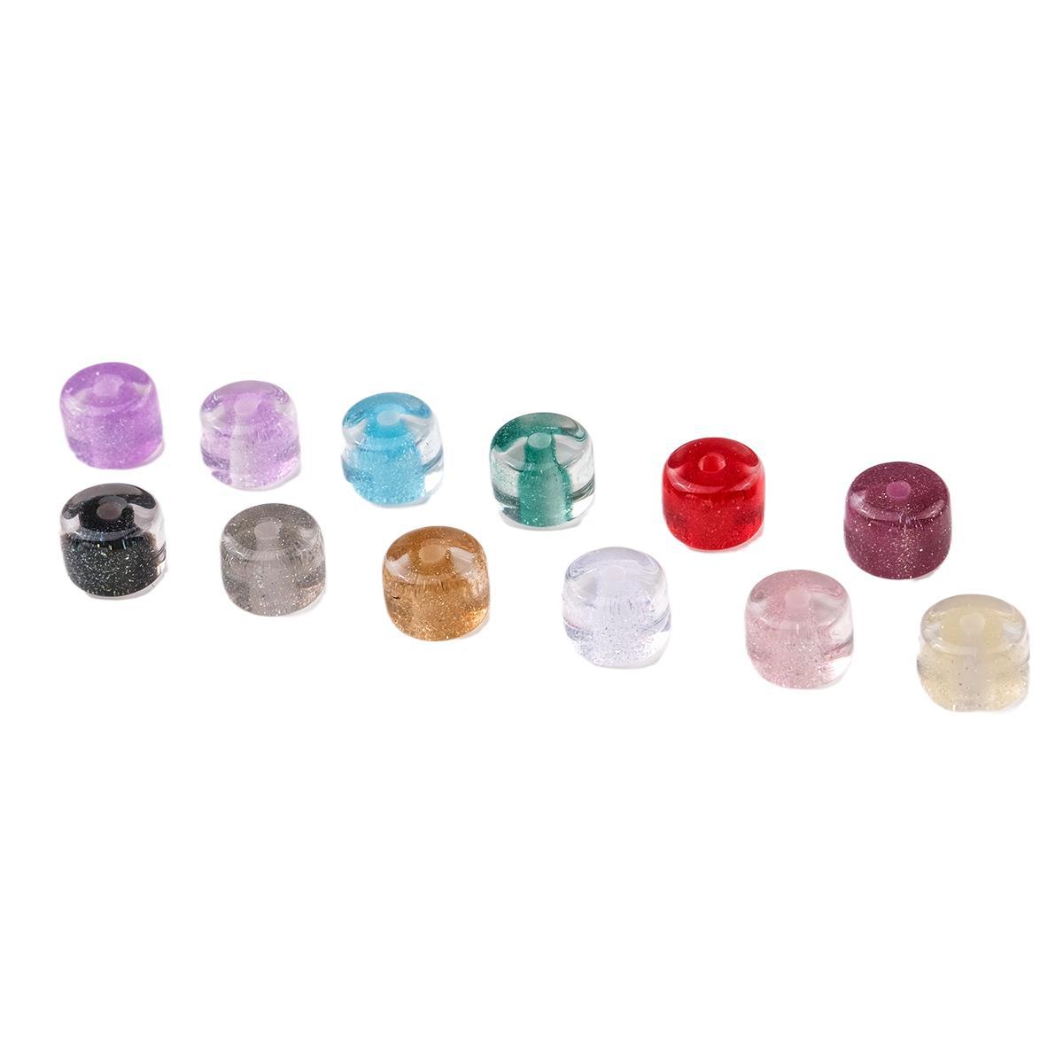 Clear Glitter Resin Barrel Beads 6 8mm Mixed Colors 50pcs 2