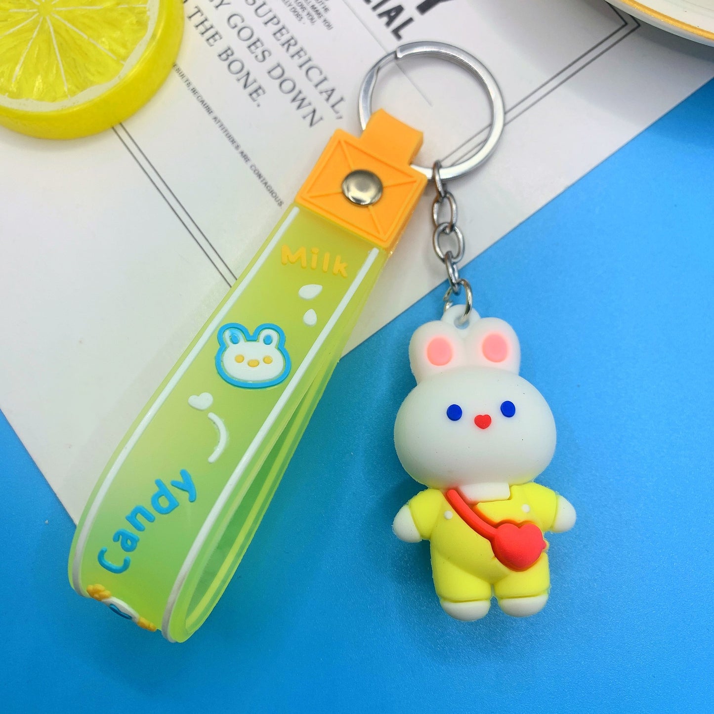 Silicone Rabbit Keychain Cute Pastel Bunny Charm Accessory 2