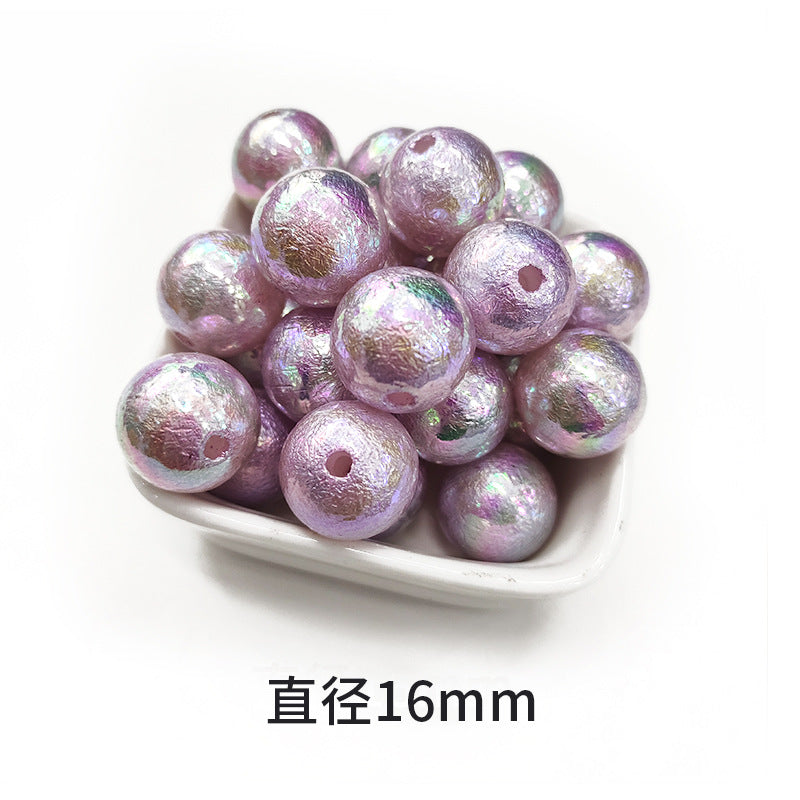 Plating Round Acrylic Beads 16mm Iridescent Wrinkle Texture 50pcs 10