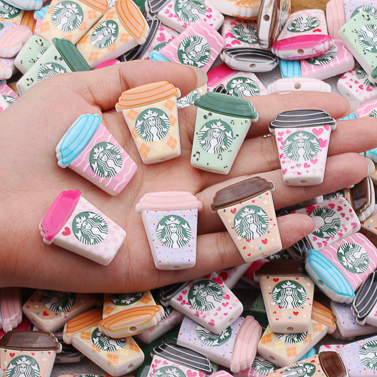 Starbuc Cup Acrylic Beads 25-30mm Pastel Mixed 50pcs 3